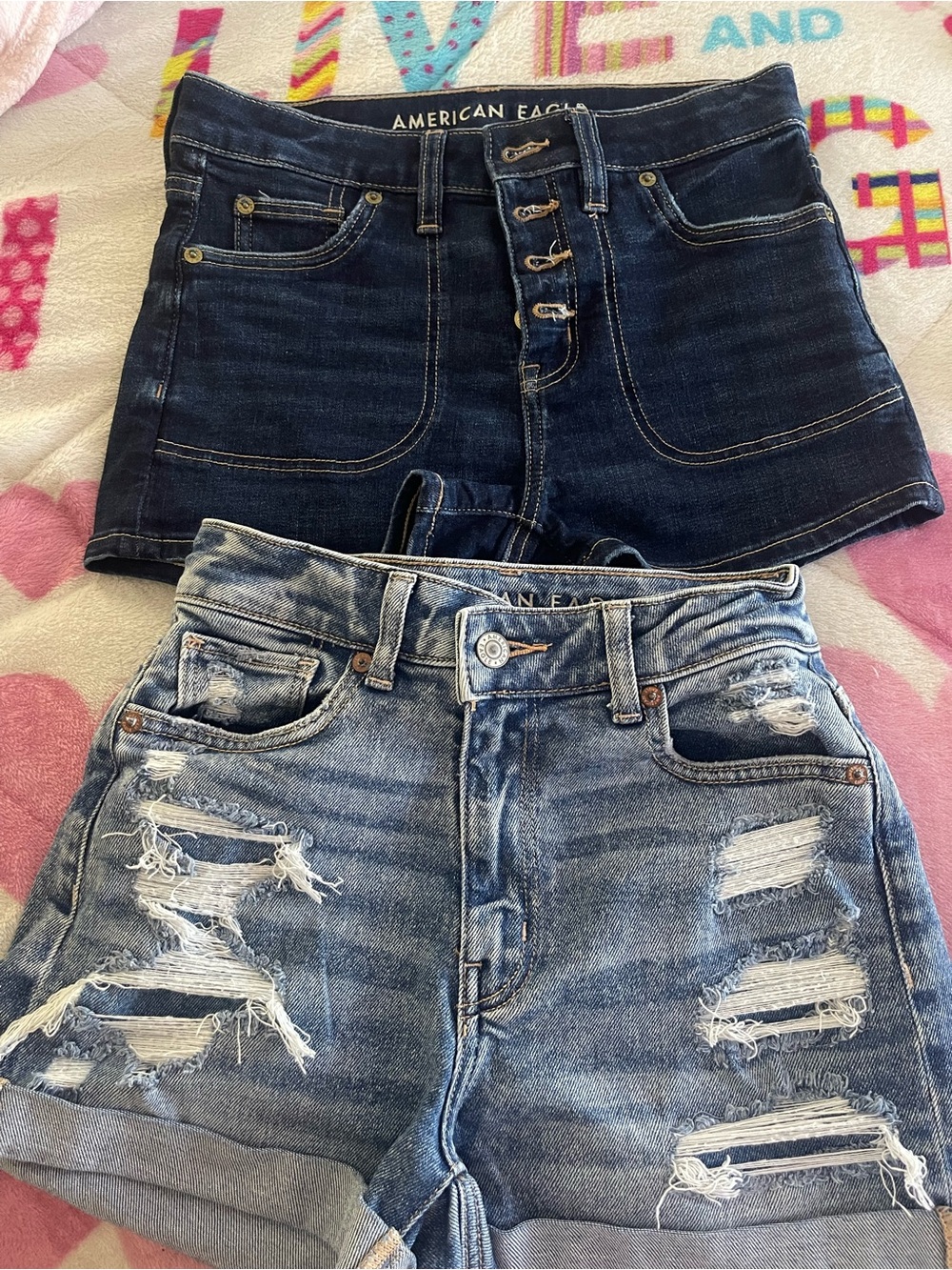 American Eagle Outfitters Women’s Denim Shorts - Dark Wash & Light Distressed
